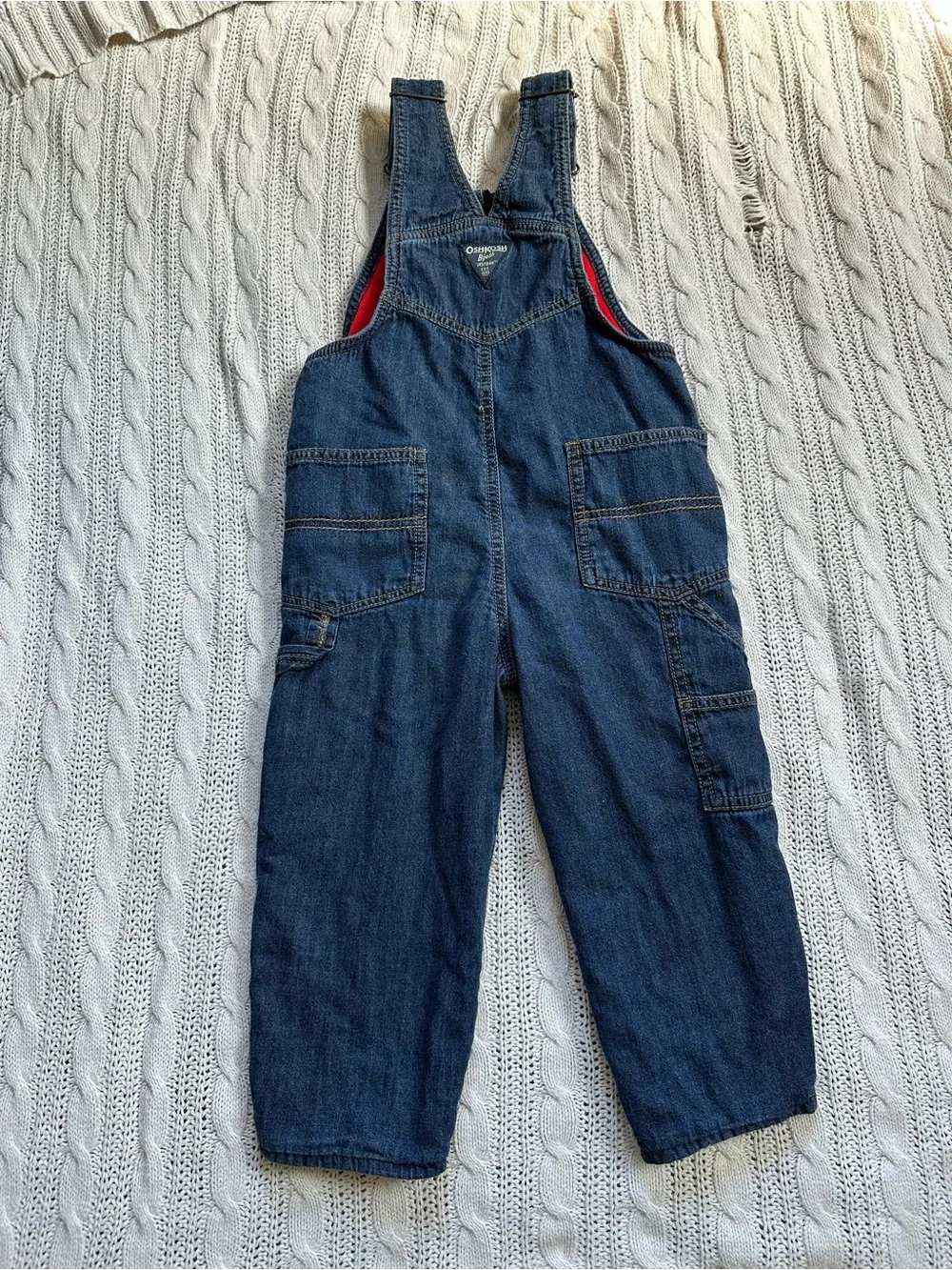 OshKosh B'gosh Denim Overalls with Red Lining